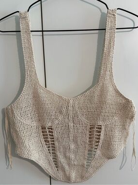 Zara Cream Crochet corset top - small